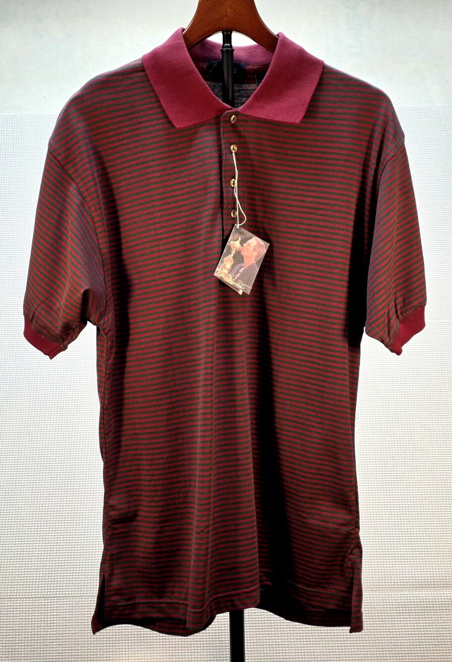 VTG Ben Crenshaw McIlhenny Dry Goods Polo Shirt Striped Maroon S NWT Deadstock